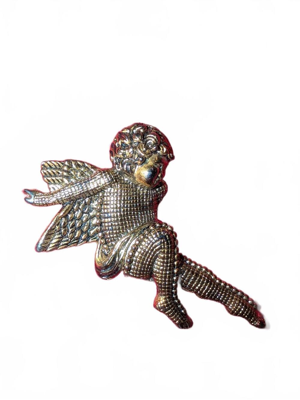 Vintage Gold-Tone Cherub Angel Brooch Pin